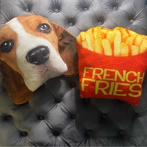 Beagle and French fry pillows.